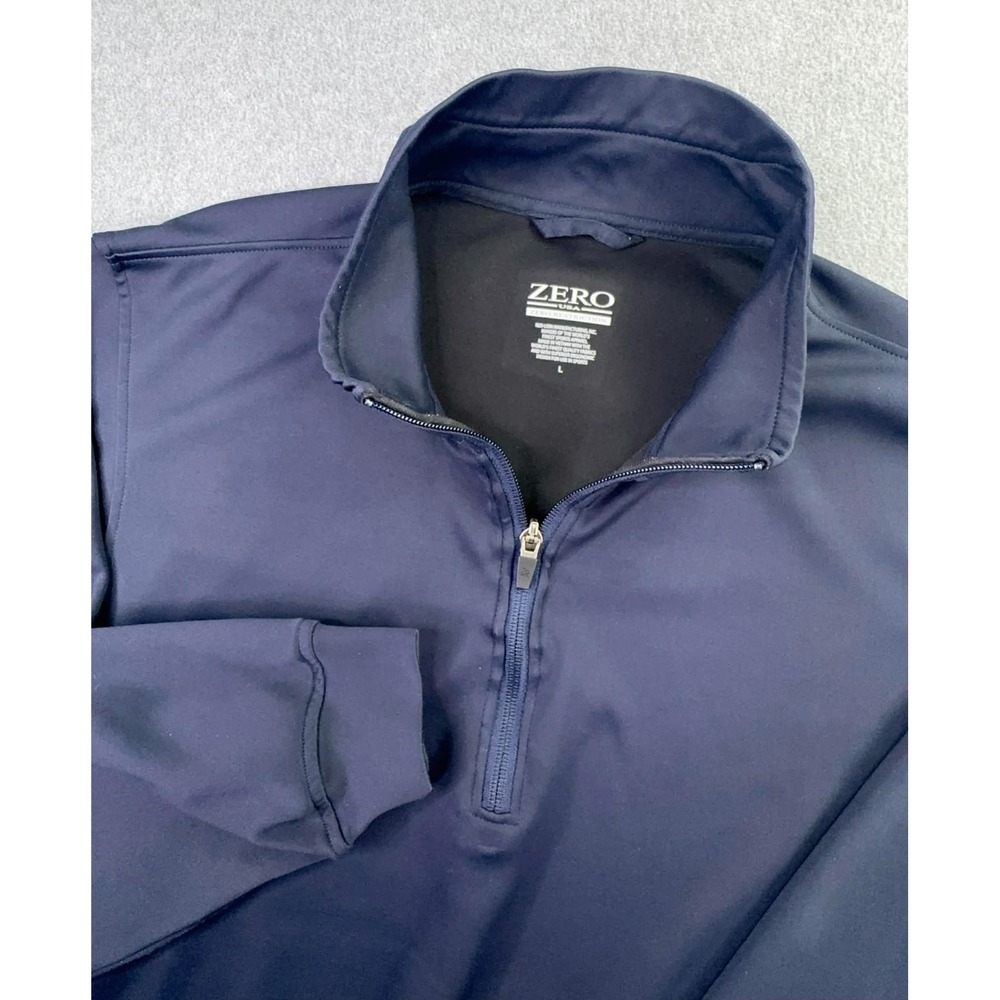 Zero Restriction 1/4 Zip‎ Pullover Men's Sz Large Navy Golf Sweater Preppy LOGO